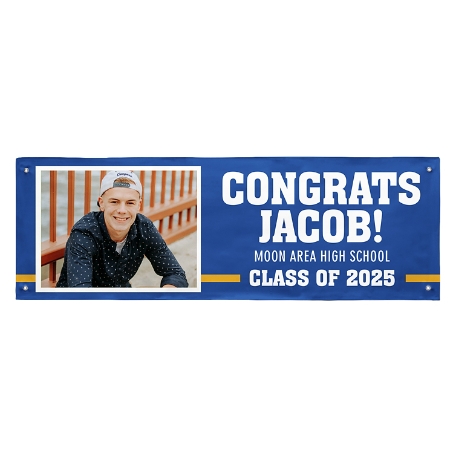 Varsity Stripe Graduation Photo Banner - 6ft - Blue