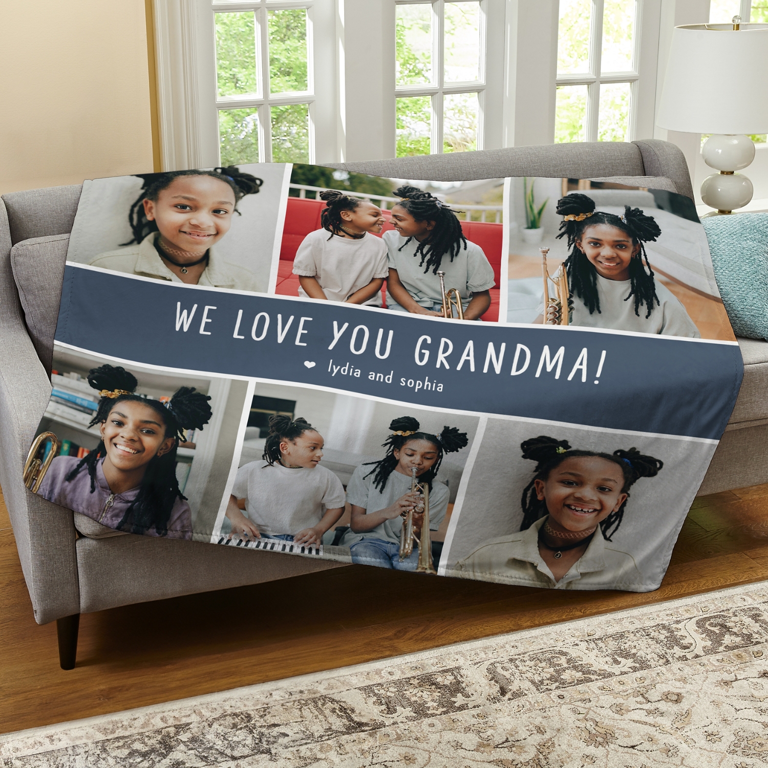 We Love You Photo Collage Plush Blanket