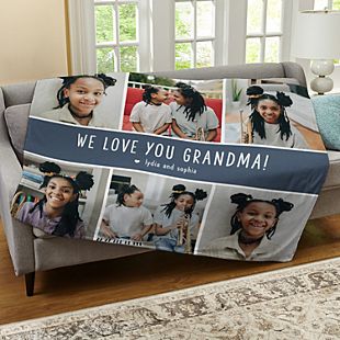We Love You Photo Collage Plush Blanket