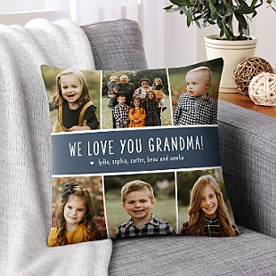 We Love You Photo Collage Throw Pillow