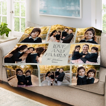 Love and Family Photo Plush Blanket