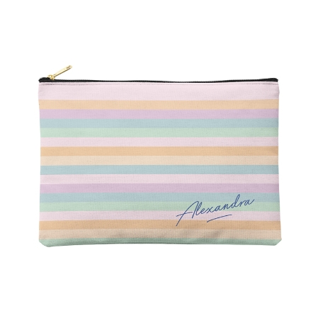 Pastel Stripes Zipper Pouch - L