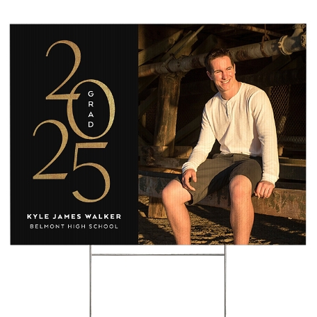 Shining Year Graduation Photo Yard Sign - 2 sided - Black
