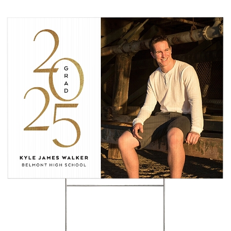 Shining Year Graduation Photo Yard Sign - 2 sided - White