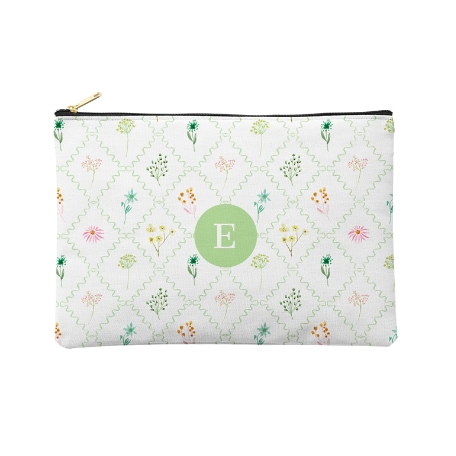 Spring Trellis Initial Zipper Pouch - L