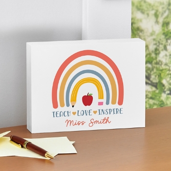 Teacher Rainbow Wood Block