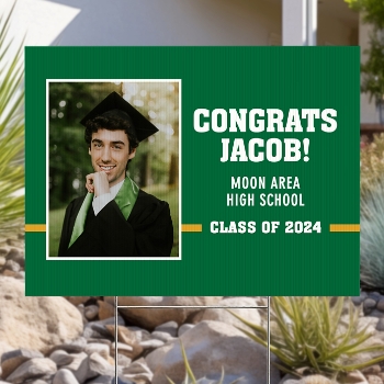 Varsity Stripe Graduation Photo Yard Sign