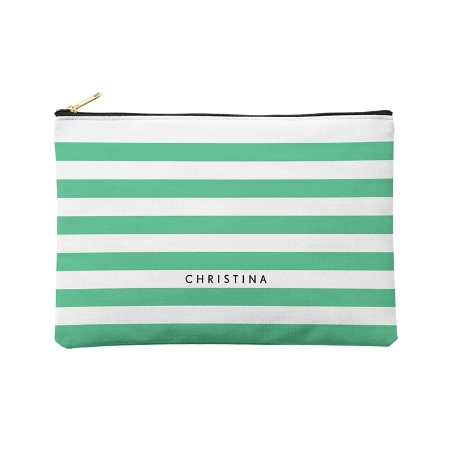Cabana Stripes Zipper Pouch - Green Stripe - L