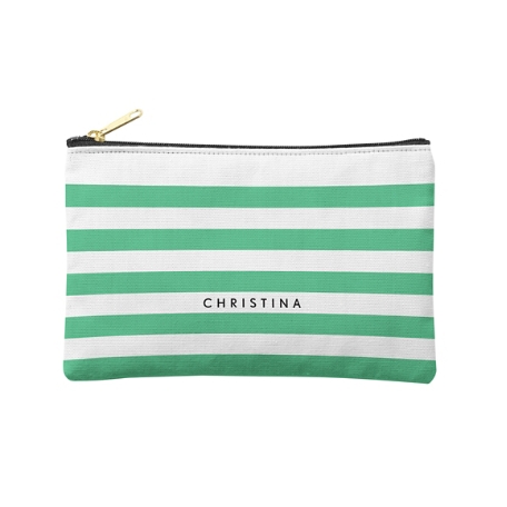 Cabana Stripes Zipper Pouch - Green Stripe - S