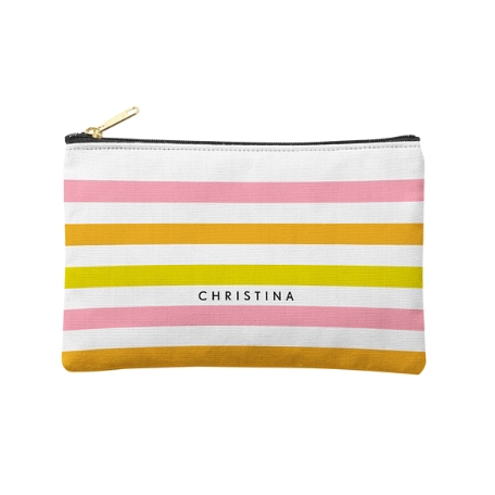 Cabana Stripes Zipper Pouch- Pink/Orange/Yellow - S
