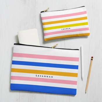 Cabana Stripes Zipper Pouch