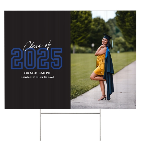 Loud and Proud Graduation Year Photo Yard Sign - 2 sided - Blue