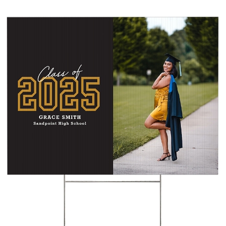 Loud and Proud Graduation Year Photo Yard Sign - 2 sided - Gold