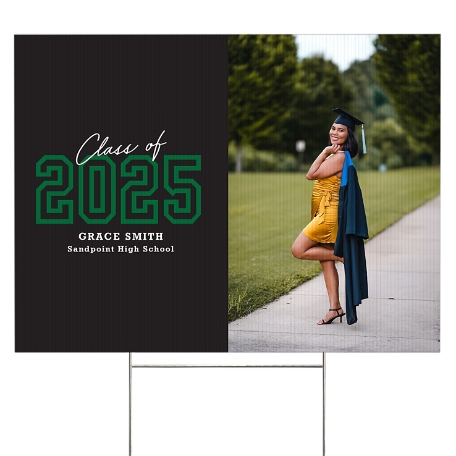 Loud and Proud Graduation Year Photo Yard Sign - 2 sided - Green