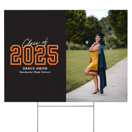 Loud and Proud Graduation Year Photo Yard Sign - 2 sided - Orange