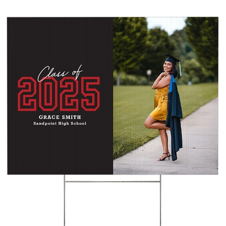 Loud and Proud Graduation Year Photo Yard Sign - 2 sided - Red