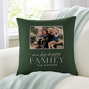 Big Happy Family Photo Throw Pillow