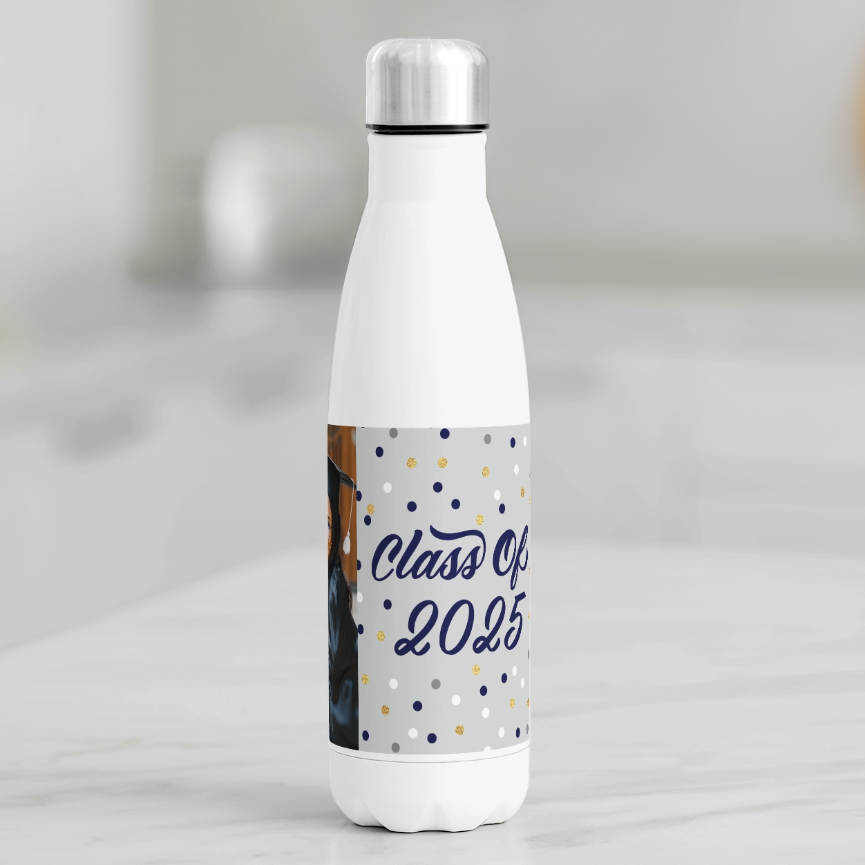 Confetti Dots Graduation Photo 17oz. Stainless Steel Water Bottle