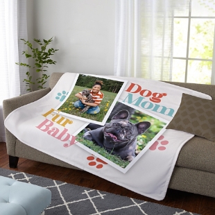 Dog Mom Photo Plush Blanket