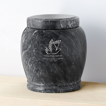 Wings Of Love Engraved Marble Cremation Urn