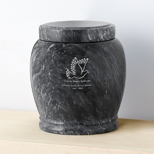 Wings Of Love Engraved Marble Cremation Urn