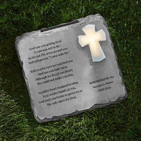 Cross Memorial Solar Garden Stone