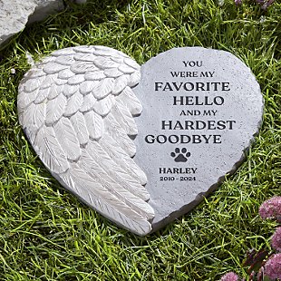 Favourite Hello, Hardest Goodbye Heart Wing Garden Stone