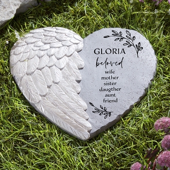 Loved By All Heart Wing Garden Stone