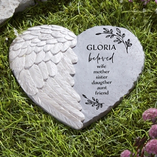 Loved By All Heart Wing Garden Stone