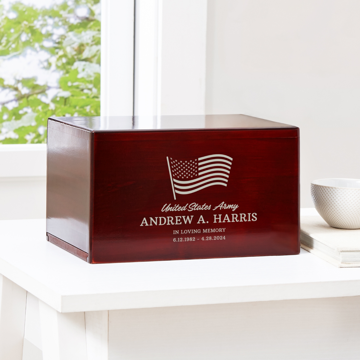 Patriotic Wood Cremation Urn