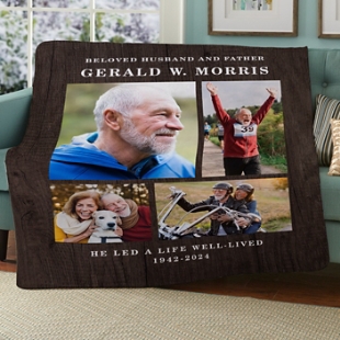 Stamped On Wood Memorial Photo Plush Blanket