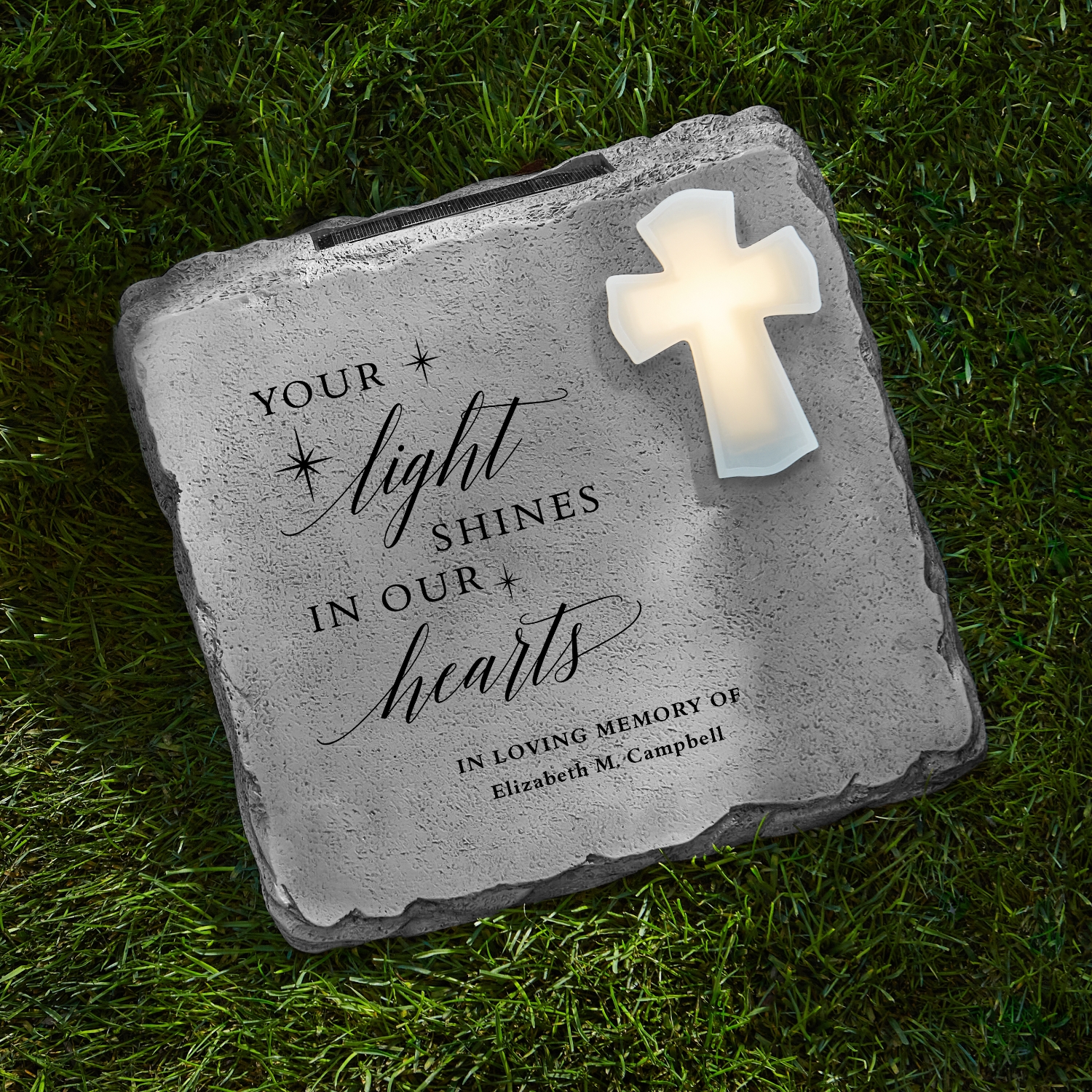 Your Light Shines Memorial Solar Garden Stone