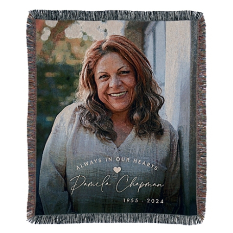 Always In Our Hearts Photo Weave Throw Blanket - Large 50x60 Vertical