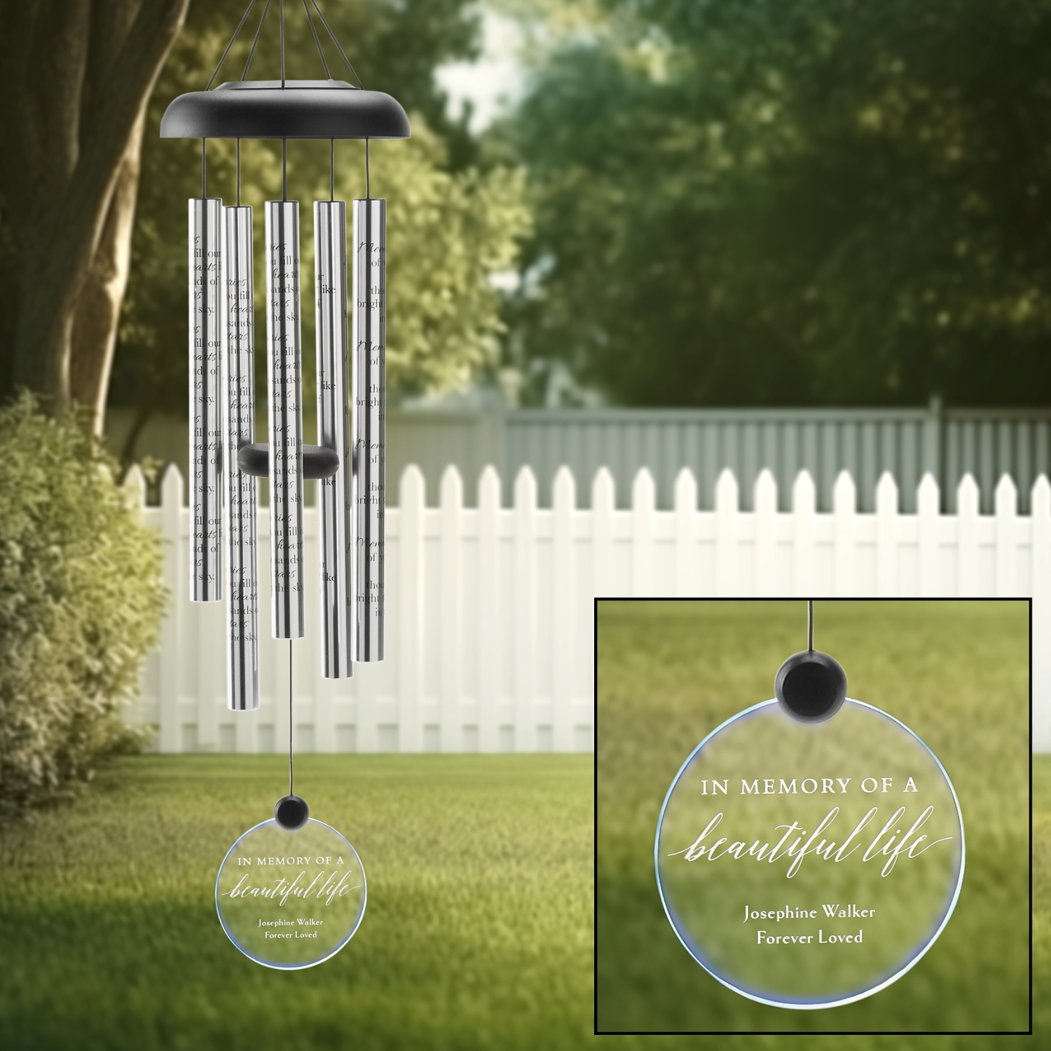 Beautiful Life Memorial Sonnet Solar Wind Chime