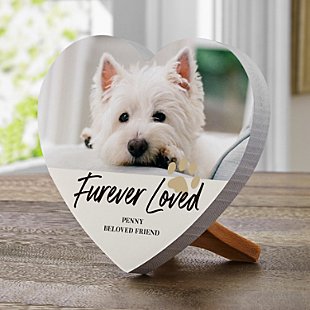Furever Loved Pet Memorial Photo Wood Heart