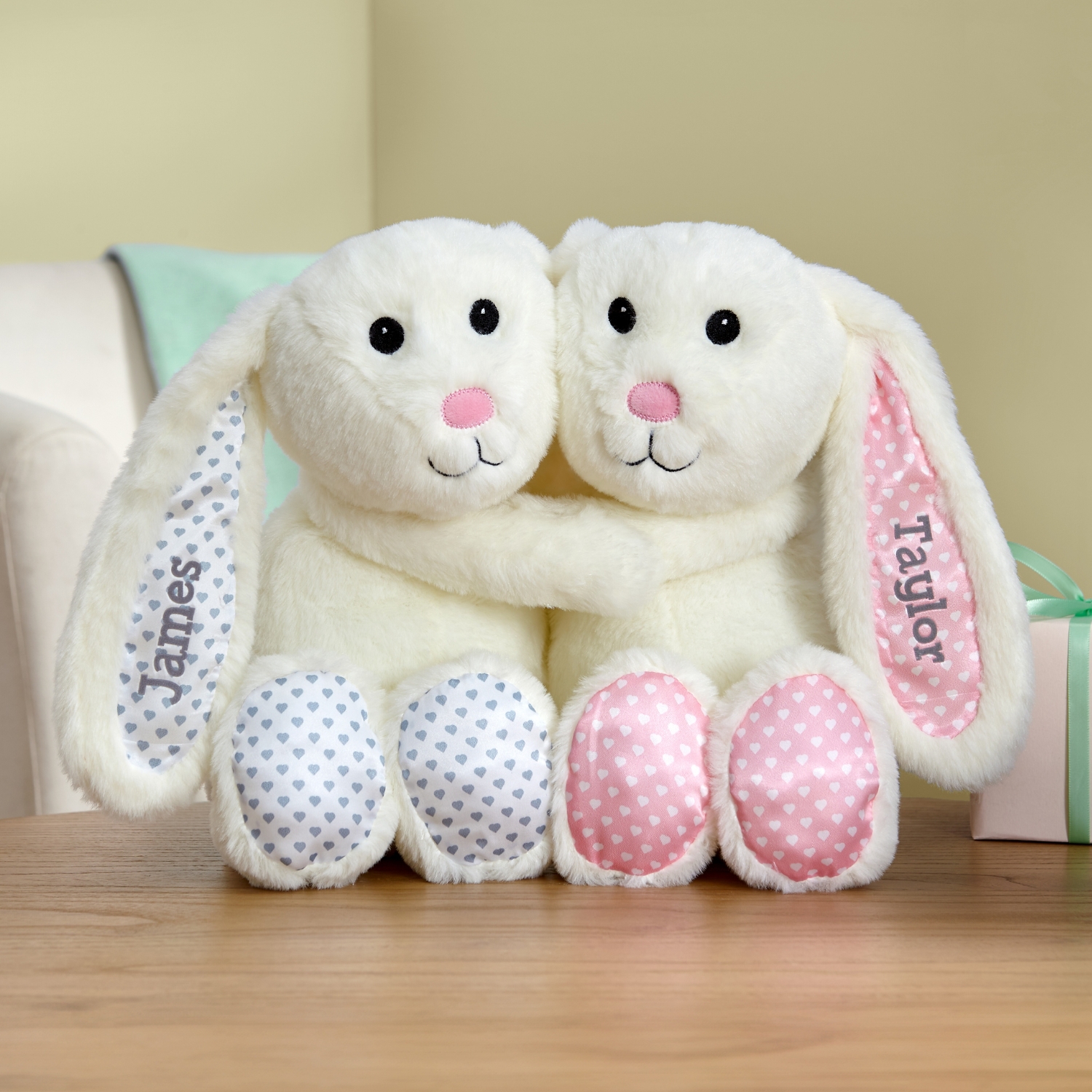 Snuggle & Cuddle Personalized Bunnies at Gifts.com