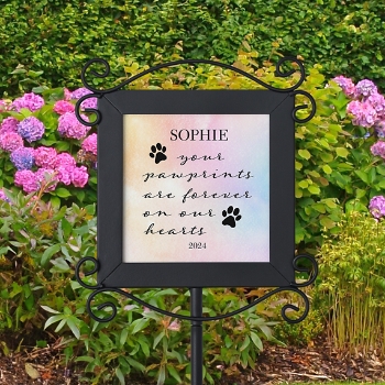 Scripted Paw Prints Pet Memorial Garden Stake