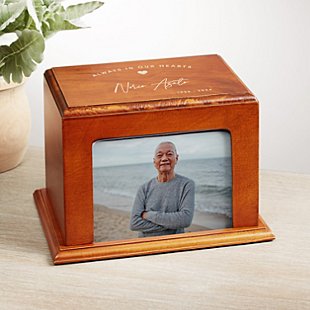 Always In Our Hearts Photo Wood Frame Cremation Urn