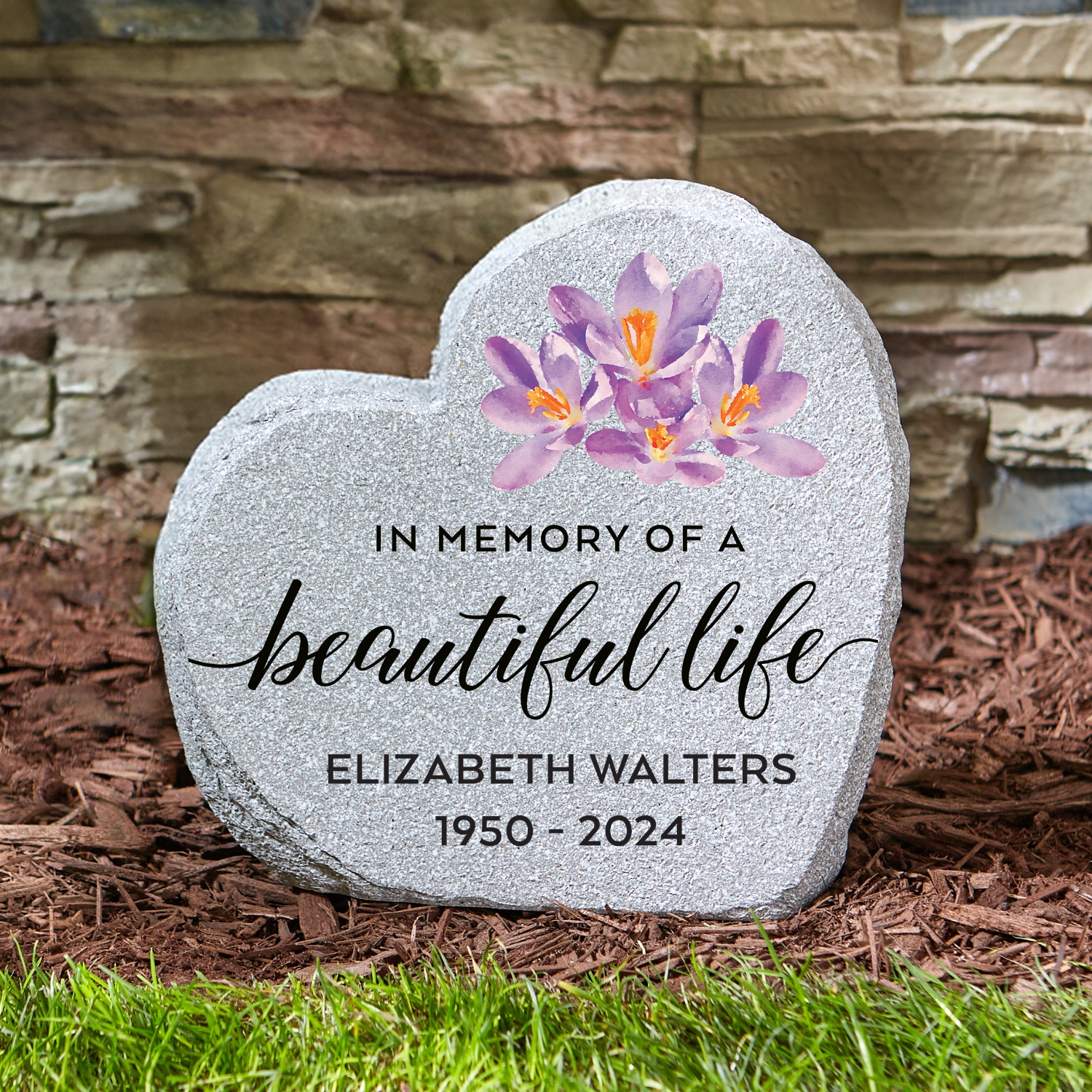 Beautiful Life Sympathy Standing Heart Garden Stone