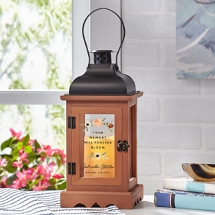 Blooms With Love Memorial Wood Lantern