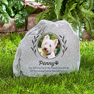 Forever Remembered Pet Memorial Photo Standing Garden Stone