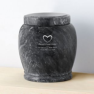 Loving Heart Engraved Marble Cremation Urn