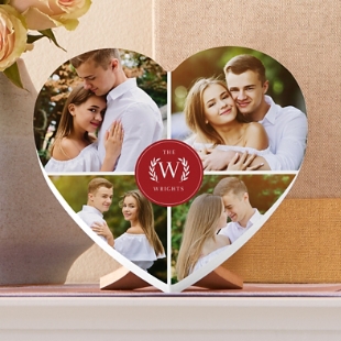 Monogram Photo Wood Heart