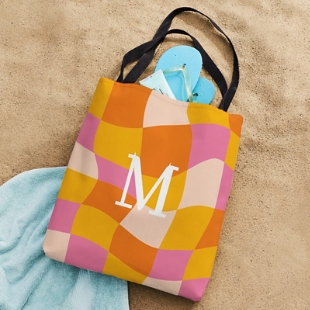 Wavy Initial Tote Bag