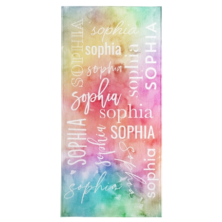 Watercolor Name Beach Towel-Standard