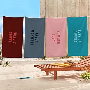 Monochrome Name Beach Towel