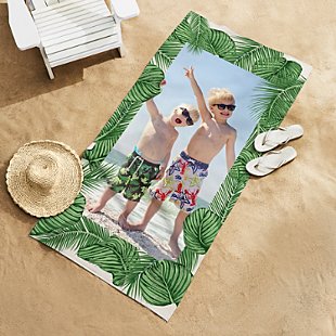 Palm Border Photo Beach Towel