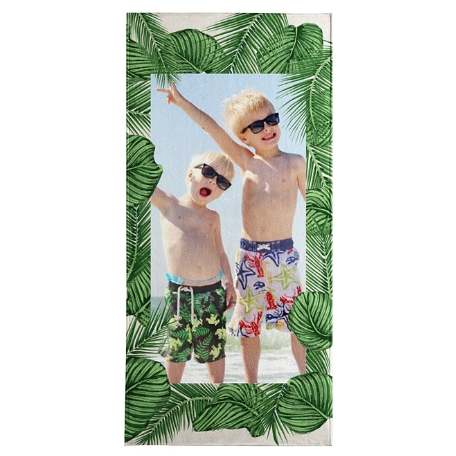 Palm Border Photo Beach Towel - Small
