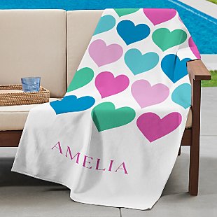 Colorful Hearts Beach Towel