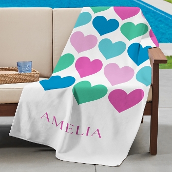 Colorful Hearts Beach Towel